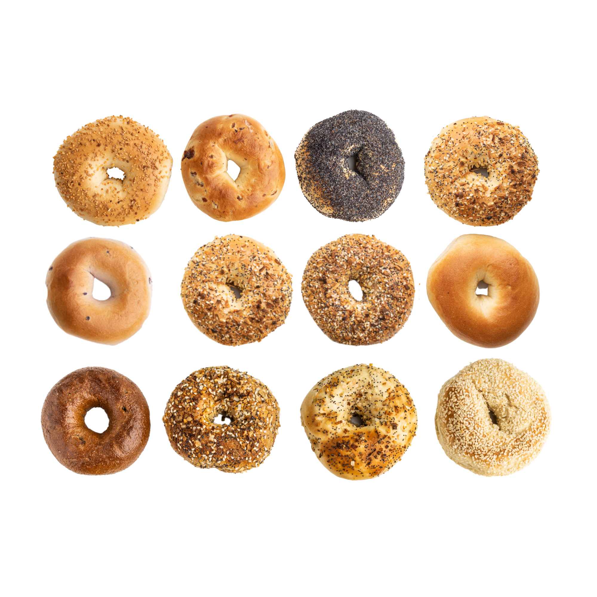Dozen Bagels, Healthy do bagels spike your blood sugar? Wheat Bagel, Poppyseed bagel, Onion Bagel